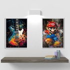 Kit 2 Quadros Quarto Menino Rock E Gamer 33x24cm Moldura Bran