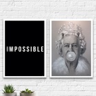 Kit 2 Quadros Rainha Elizabeth Possible 24x18cm Moldura:madei