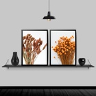 Kit 2 Quadros Ramos De Folhas Secas 45x34cm - Com Vidro Moldu