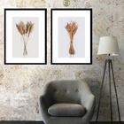 Kit 2 Quadros Ramos Trigo Aquarela - 60x48cm Moldura:madeira