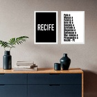 Kit 2 Quadros Recife - Tipografia Gírias 24x18cm - Com Vidro