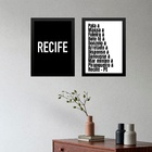 Kit 2 Quadros Recife - Tipografia Gírias 24x18cm Moldura Preta