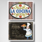 Kit 2 Quadros Regras Da Cozinha 24x18cm Moldura:madeira Preta