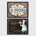 Kit 2 Quadros Regras Da Cozinha 45x34cm Moldura:madeira Preta