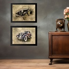 Kit 2 Quadros Retrô Vintage - Carros Antigos 33x24cm - Com Vi