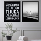 Kit 2 Quadros Rio De Janeiro - Bairros Zona Sul 33x24cm Moldu