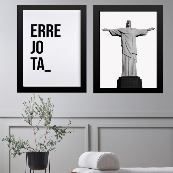 Kit 2 Quadros Rio De Janeiro - Errejota Cristo Redentor 33x24