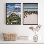 Kit 2 Quadros Rio De Janeiro Fotos Cristo Copacabana 33x24cm