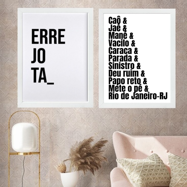 Kit 2 Quadros Rio De Janeiro - Gírias Errejota 24x18cm - Com