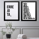 Kit 2 Quadros Rio De Janeiro - Gírias Errejota 33x24cm Moldur
