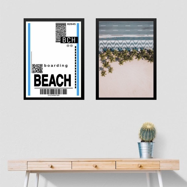 Kit 2 Quadros Rio De Janeiro - Passagem 33x24cm - Com Vidro M