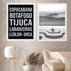 Kit 2 Quadros Rio De Janeiro Zona Sul - Bairros 24x18cm - Com