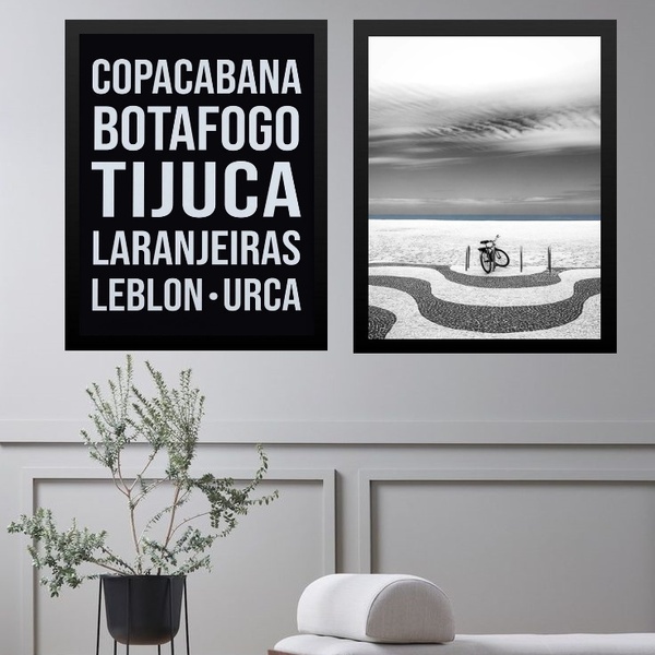 Kit 2 Quadros Rio De Janeiro Zona Sul - Bairros 33x24cm Moldu