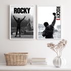 Kit 2 Quadros Rocky Balboa Preto E branco 33x24cm Moldura:mad