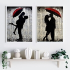 Kit 2 Quadros Românticos Casal Sombrinha 45x34cm Moldura:made