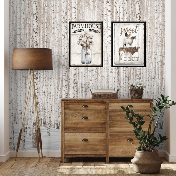 Kit 2 Quadros Rústicos Claros Casa De Fazenda 24x18cm - Com V