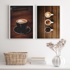 Kit 2 Quadros Rústicos Fotografias Cafés 33x24cm - Com Vidro