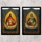 Kit 2 Quadros Sacros Coração De Jesus E Maria 24x18cm Moldura