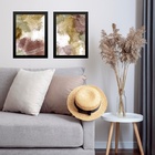 Kit 2 Quadros Sala Abstratos Aquarelados 45x34cm - Com Vidro