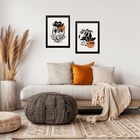 Kit 2 Quadros Sala Arte Tribal Boho 33x24cm - Com Vidro Moldu