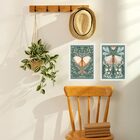 Kit 2 Quadros Sala Borboletas Boho 33x24cm Moldura Preta