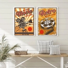 Kit 2 Quadros Sala De Cinema Retrô 45x34cm - Com Vidro Moldur