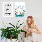 Kit 2 Quadros Sala Espera Dentista Infantil 45x34cm Moldura B