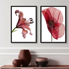 Kit 2 Quadros Sala Flores Modernas Sóbrias Neutras 24x18cm -