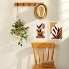 Kit 2 Quadros Sala Gravuras Folhas Boho 45x34cm Moldura Branca