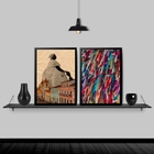 Kit 2 Quadros Salvador Bahia 24x18cm Moldura:madeira Preta