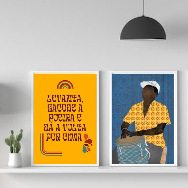Kit 2 Quadros Samba Sambista Sacode A Poeira 45x34cm Moldura: