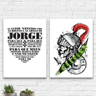 Kit 2 Quadros São Jorge Espada Oração 45x34cm Moldura:madeira