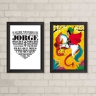 Kit 2 Quadros São Jorge Oração 33x24cm - Com Vidro Moldura:ma