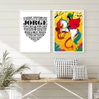 Kit 2 Quadros São Jorge Oração 45x34cm - Com Vidro Moldura:ma