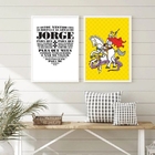 Kit 2 Quadros São Jorge Oração Fundo amarelo 33x24cm Moldura: