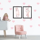 Kit 2 Quadros Sapatilha De Balé Floral 24x18cm Moldura:madeir