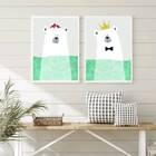 Kit 2 Quadros Sea Bear 24x18cm Moldura:madeira Preta