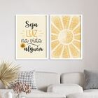 Kit 2 Quadros Seja Luz Na Vida De Alguém 33x24cm Moldura Bran