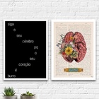 Kit 2 Quadros Siga O Seu Cérebro 33x24cm Moldura:madeira Bran