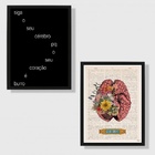 Kit 2 Quadros Siga O Seu Cérebro 45x34cm Moldura:madeira Preta