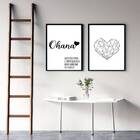 Kit 2 Quadros Significado Ohana Coração 45x34cm Moldura:madei