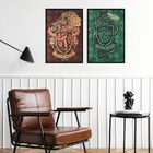 Kit 2 Quadros Sonserina E Grifinória 45x34cm - Com Vidro Mold