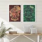 Kit 2 Quadros Sonserina E Grifinória 45x34cm - Com Vidro Mold