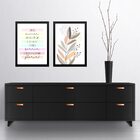 Kit 2 Quadros Suaves Boho Para Sala 45x34cm Moldura Preta