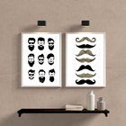 Kit 2 Quadros Tipos De Barba Cabelo E Bigode 33x24cm - Com Vi