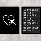 Kit 2 Quadros Travel Placa De Aeroporto 24x18cm - Com Vidro M