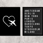 Kit 2 Quadros Travel Placa De Aeroporto 33x24cm Moldura:madei