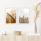 Kit 2 Quadros Trigo E Capim Dos Pampas 33x24cm - Com Vidro Mo