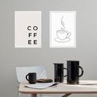Kit 2 Quadros Ultra Minimalistas Cozinha Café 24x18cm Moldura