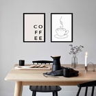 Kit 2 Quadros Ultra Minimalistas Cozinha Café 33x24cm Moldura